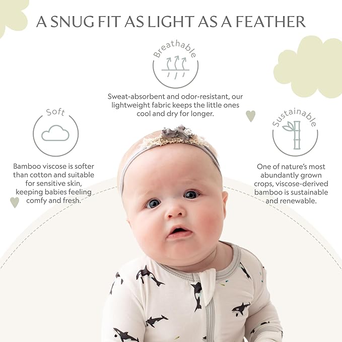 Bamboo Little Soft Baby Footie Pajamas, Baby Clothes, Newborn Sleepers, 95% Viscose and 5% Spandex, 0-24 Months