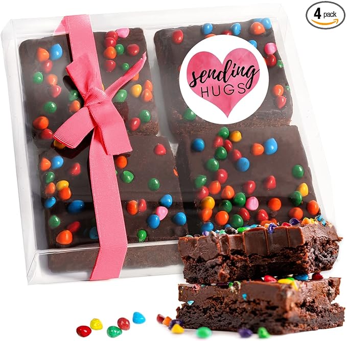 Sending Hugs Gift Basket Care Package Chocolate Brownies Food Gift For Women | Nut Free Dairy Free | Sending Love