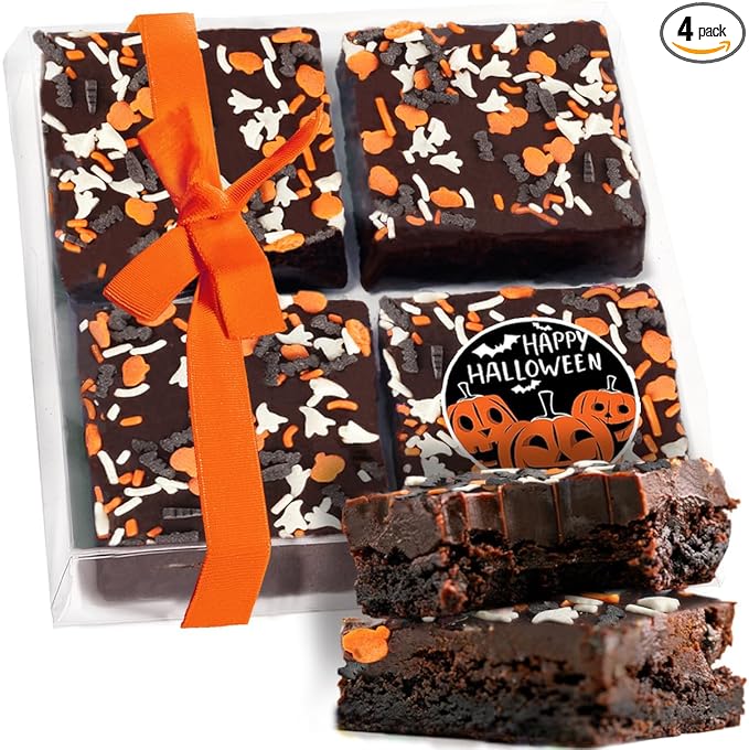 Happy Halloween cookies brownies Gift Basket Chocolate Fudge Brownie Cake Gift For Men Women Package | Nut Free Dairy Free
