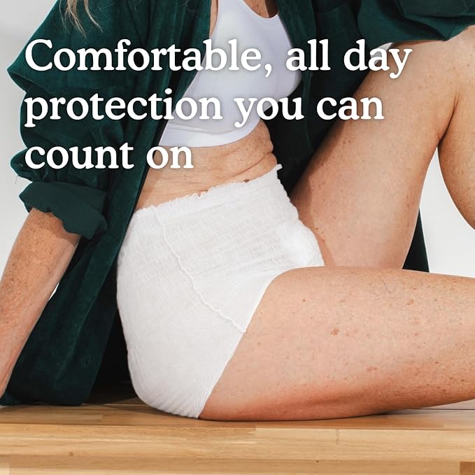 Because Overnight Absorbency Pull Ups - Adult Disposable Incontinence Underwear, Extra Absorbent Nighttime Briefs for Men and Women, White, Small/Medium, 20 Count