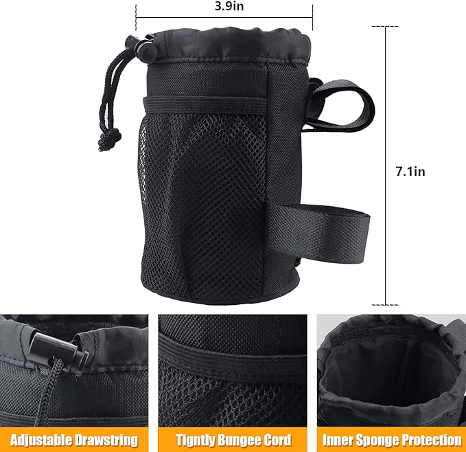 2 Pack Bike Cup Holder Bag Bicycle Handlebar Water Bottle Holder with Mesh Oxford Pocket Phone Drink Cup Holder for Mountain Bikes,Road Bikes,e-Bike,Kids Bikes,Wheelchairs,Cruisers, etc