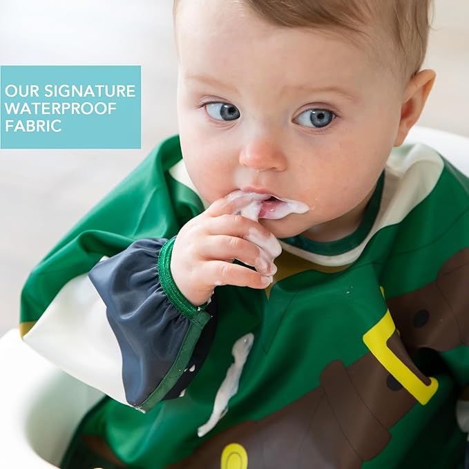 Bumkins Sleeved Bib for Girl or Boy, Baby and Toddler for 6-24 Mos, Essential Must Have for Eating, Feeding, Baby Led Weaning Supplies, Long Sleeve Mess Saving Food Catcher, Nintendo Legend of Zelda