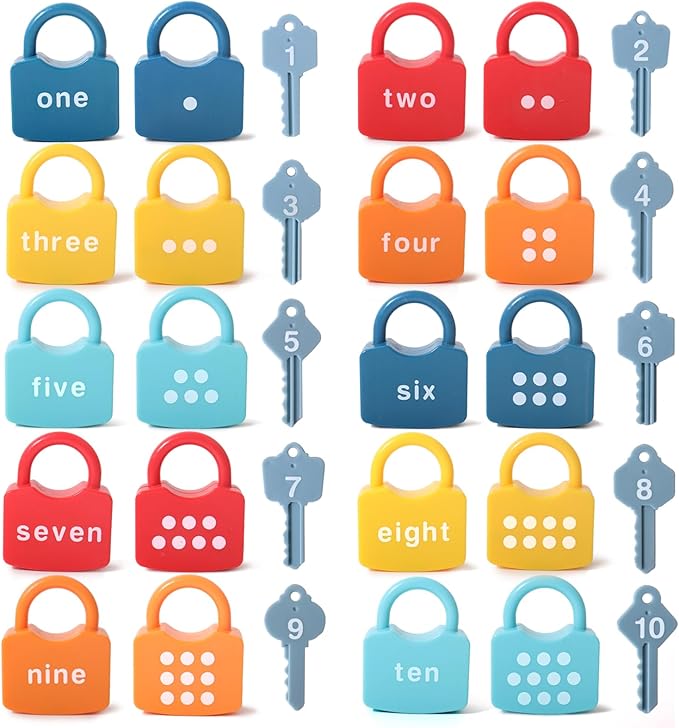 Kids Learning Locks with Keys Numbers Matching & Counting Montessori Educational Toys for Ages 3 yrs+ Boys and Girls Preschool Games Gifts