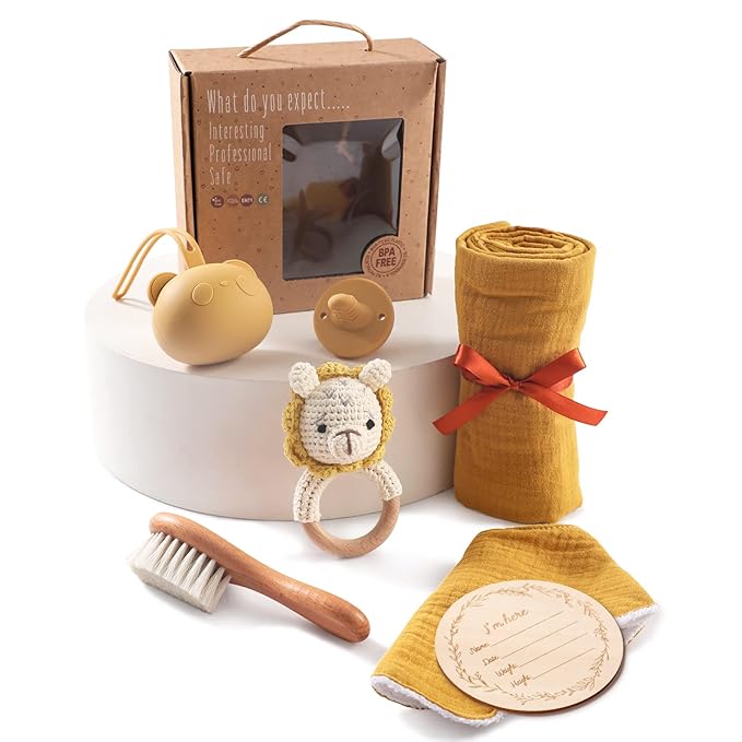 EERKEOD Baby Gift Set for Newborn New Baby Gift Set - Newborn Baby Essentials Baby Bath Set with Baby Blanket Baby Rattle - New Born Baby Girls Gift & Baby Boy Gifts for Baby Shower