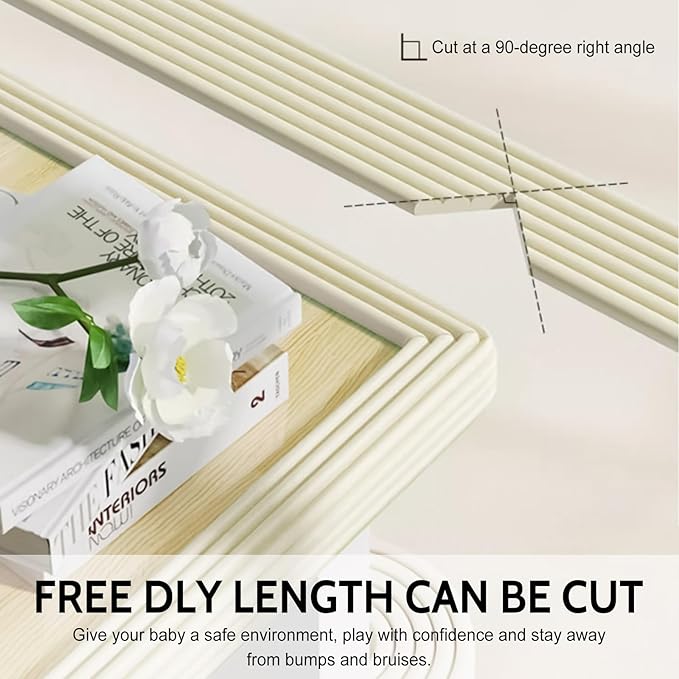 Baby Corner Guards, Soft Foam Furniture Protector, 6.56 FT Table Edge Bumper Strip for Baby Proofing Sharp Corners on Tables and Fireplaces (Grey)