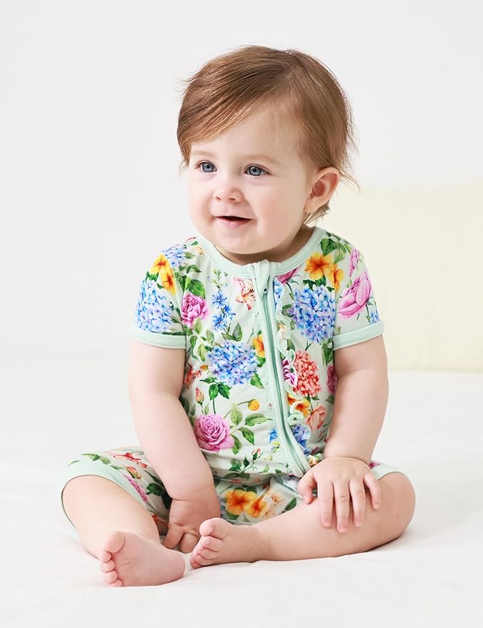 Bamboo Viscose Baby Girl Romper Infant Short Sleeve Zipper Baby Jumpsuit