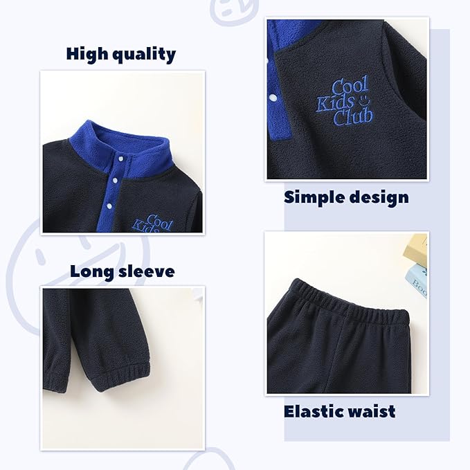 YOUNGER TREE Toddler Boy Girl Clothes Fleece Fall Winter Outfit Baby Long Sleeve Button Sweatshirt and Pants Sweatsuits Set