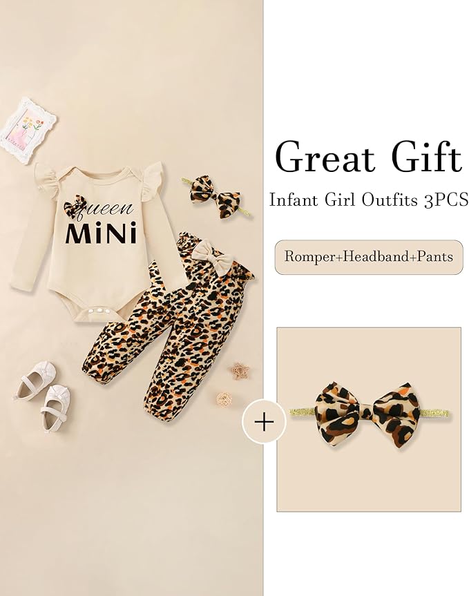 Baby Girl Clothes Newborn Infant Cotton Ruffle Romper+ Floral Pants + Headband Sets Fall Winter Outfits