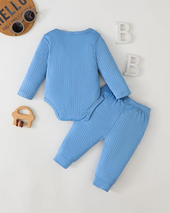 SUNNY PIGGY Baby Boy Clothes Newborn Infant Boys Outfits Romper Hat Pants 3PC Set 0-3 3-6 6-12 12-18 Month Clothing Gift