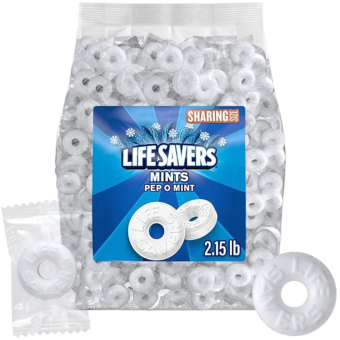 Pep O Mint Hard Candy, 2lb + 2oz Bulk Pack of Mints Individually Wrapped, Bulk Mints for Parties and Events, Ideal Peppermint Candy for Refreshing Breath and Enjoyable Snacking