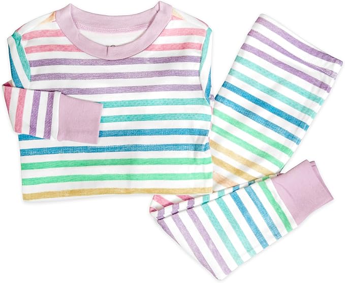 HonestBaby baby-girls 2-piece Pajamas Sleepwear Pjs 100% Organic Cotton for Baby, Toddler, Kids, Girl