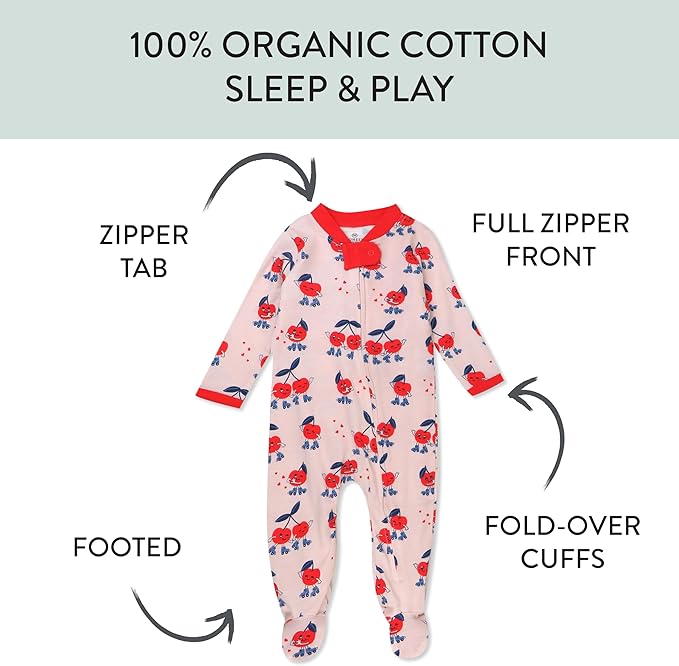 HonestBaby Baby Celebration Sleep & Play Footed One-Piece Pajama Sleeper 100% Organic Cotton