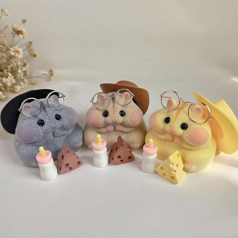 6-Pack Handmade Taba Squishy Hamster Toy, Cute Squishy Hamster Fidget Toy, Realistic Hamster Toy, Soft Silicone Mochi Furry Toy, Stress Relief Gift for Adults & Kids, Sensory Anxiety Plushie(6 colors)