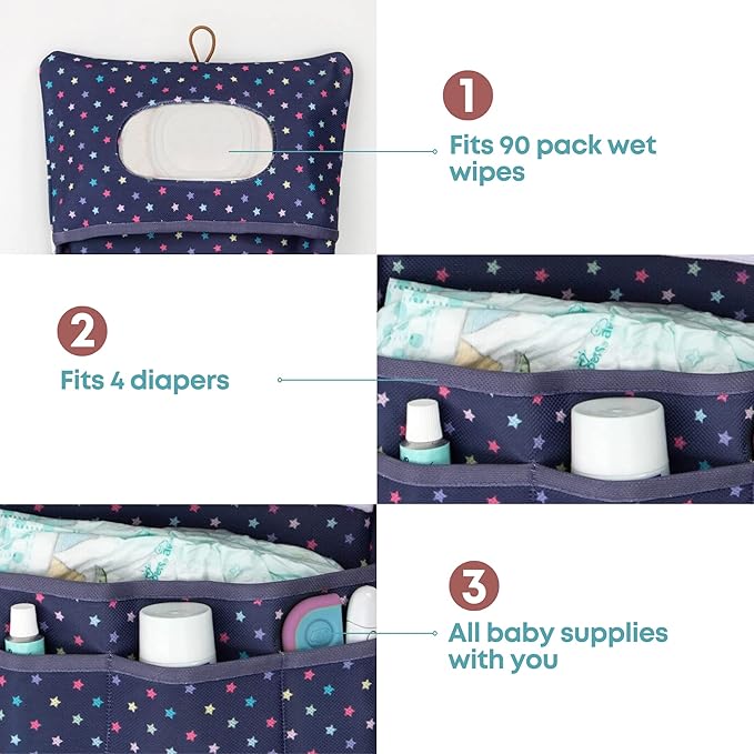 HAMUR Baby Diaper Bag Organizer – Travel-Friendly, Compact & Foldable | Stroller Pouch for Newborn Essentials – Must-Have for Boys & Girls (Purple)