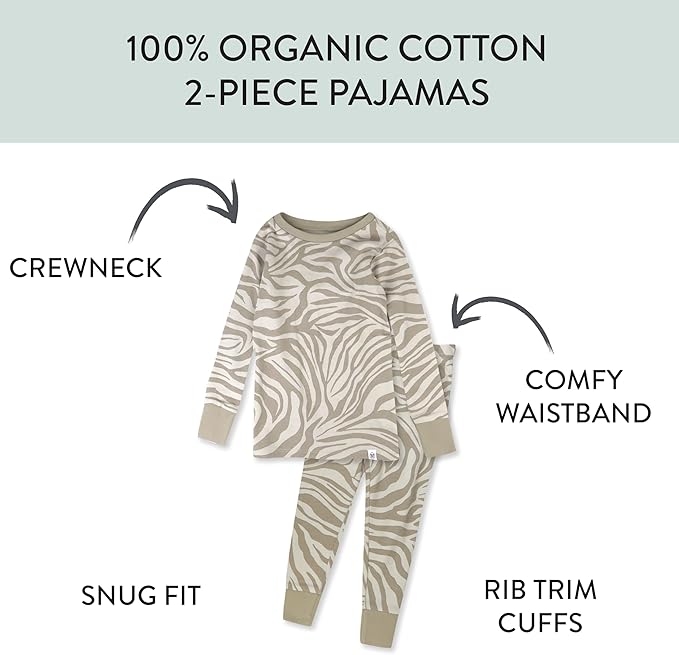 HonestBaby Classics 2-Piece Pajamas Sleepwear Pjs 100% Organic Cotton for Baby, Toddler, Kids