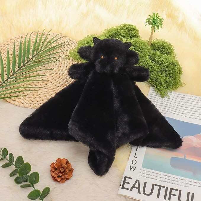 Apricot Lamb Black Dragon Soft Loveys for Babies, Security Blanket for Baby Boy and Girl, 13.8 Inches for Infant and Toddlers