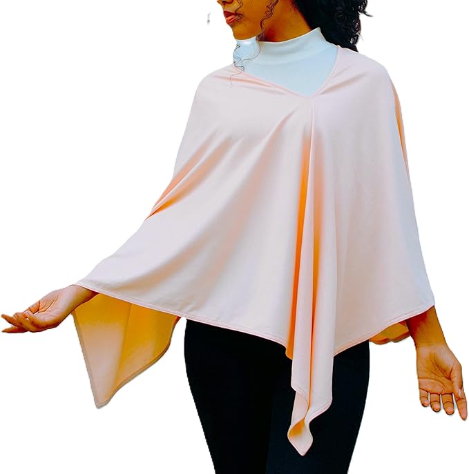 Privacy Nursing Cover Poncho Peruvian Pima Cotton – Soft Peach 4-in-1: Breathable Shawl, Breastfeeding Accessories, Pumping Accessories, Scarf, Summer Nursing Cover Up.