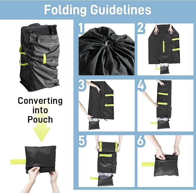 Gate Cheak Stroller Bag for Airplane Travel, Standard or Double Stroller Travel Bag For Airplane, Waterproof Travel Carry Bag, Large Stroller Cover, Black