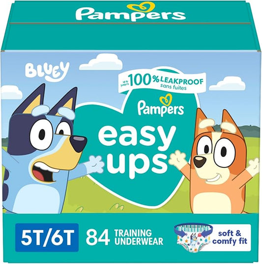 Pampers Training Pants - Easy Ups Boys & Girls Bluey - Size 5T-6T, 84 Count, Children's Potty Underwear (Packaging May Vary)