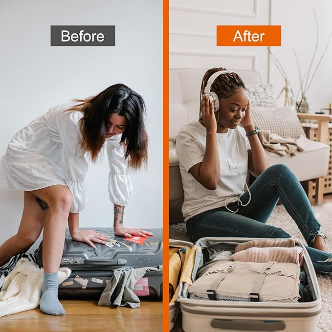 TABITORA Travel Portable Hanging Shelves Closet Organizer Packing Luggage Storage with Multifunctional and Foldable Invisible Compartment,Lightweight, for Suitcase, RV,Closet…Beige,XXL