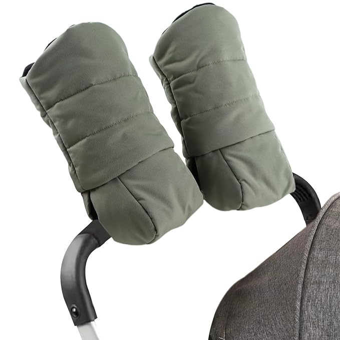 Zsedrut Stroller Gloves Universal Winter Anti-Freeze Stroller Mittens Water Repellent Hand Warmer Muff Fleece Lined,Winter Stroller Accessories (Army Green)
