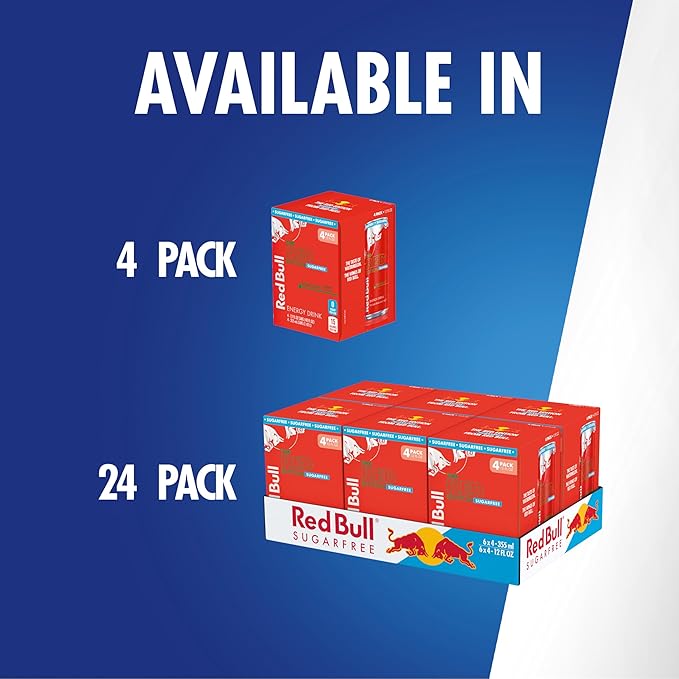 Red Bull Red Edition Sugar Free Energy Drink, Watermelon, with 114mg Caffeine plus Taurine & B Vitamins, 12 Fl Oz, 6 Packs of 4 Cans (Pack of 24)