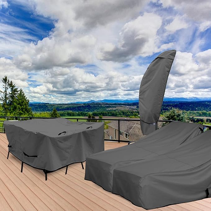 Porch Shield Patio Umbrella Cover - Outdoor Waterproof Garden Offset Banana Parasol Cover Fits Cantilever Offset Umbrella 7.5-11.5 Feet, Black