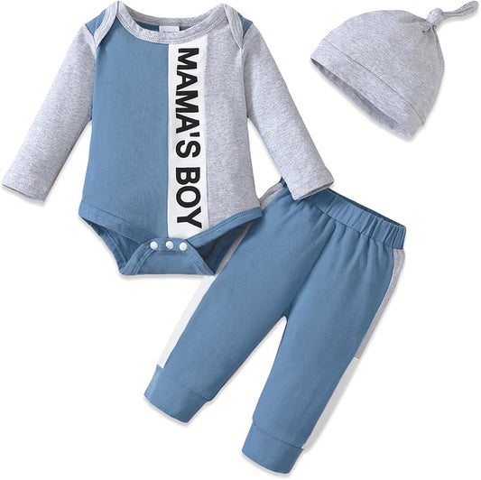 SUNNY PIGGY Baby Boy Clothes Newborn Infant Boys Outfits Romper Hat Pants 3PC Set 0-3 3-6 6-12 12-18 Month Clothing Gift