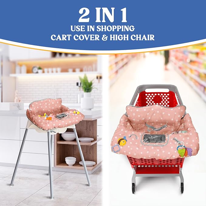 PILLANI Shopping Cart Cover for Baby, High Chair Cover for Restaurant Seat - Grocery Cart Cover for Baby Girl and Boy, Comfortable Cotton Buggy Covers for Babies - Padded Toddler Shopping Cart Cover