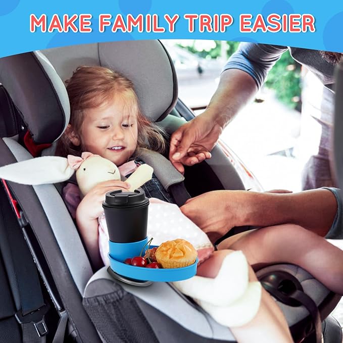 Car Seat Tray - Easily Expands Snack Tray Cup Holder Tray into 360° Cup & Travel Tray for Kids Car Seat, Booster, and Stroller (Black)