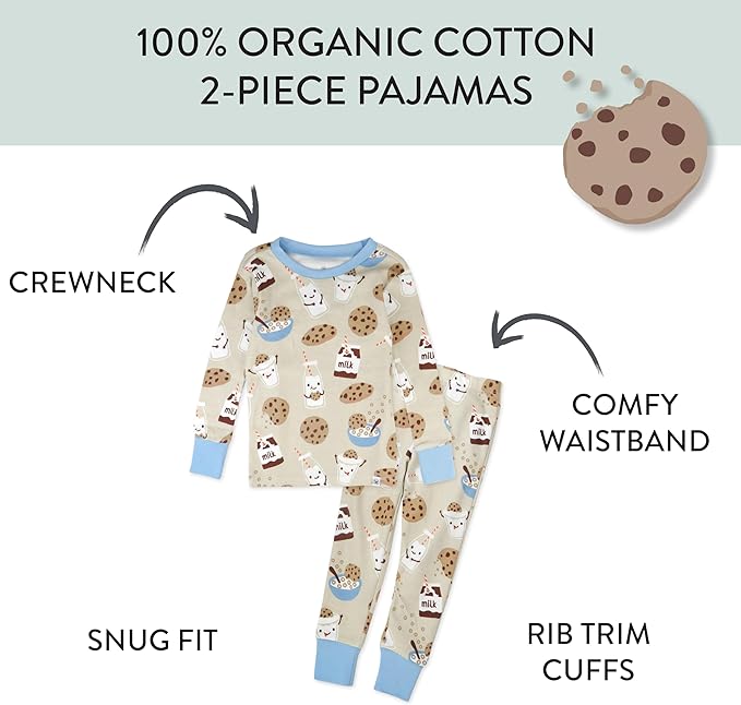 HonestBaby 4 Piece Pajamas Sleepwear Pjs 100% Organic Cotton for Infant Baby and Toddler Boys, Girls, Unisex