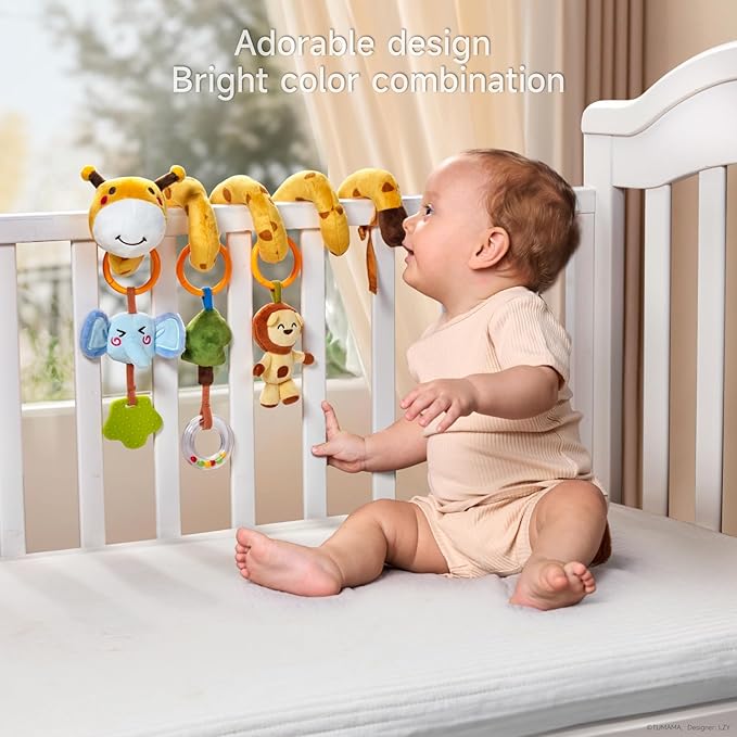 TUMAMA KIDS Spiral Car Seat & Stroller Activity Toy - Giraffe Textured Play Activity Toy for Sensory Exploration and Engagement, Ages 0 and Up