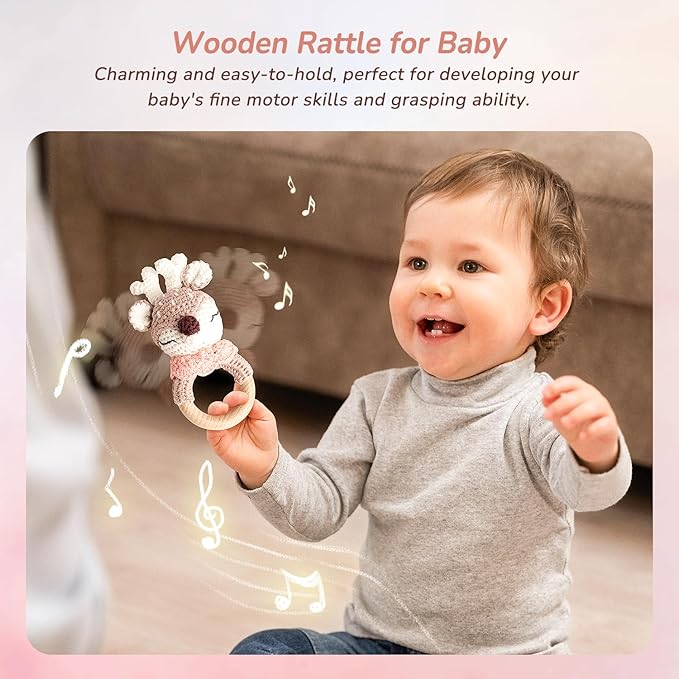 10 PCS Baby Gift Set for Girls, Newborn Essentials Stuff Baby Girl Gifts, Baby Girl Gift Basket, Gender Reveal Gifts Basket with Rattle Swaddle Blanket