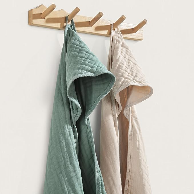 Hooded Baby Towels for Newborn, 35x35 Inch 2 Pack 100% Muslin Cotton Baby Bath Towel, Soft Baby Beach Towels with Hood for Infants, Toddlers and Kids, Essentials Must Haves