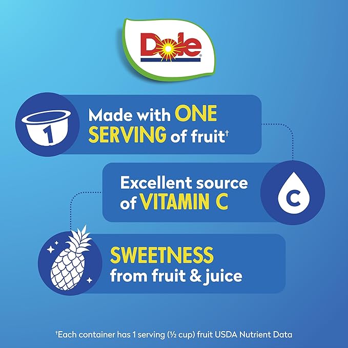 Dole Fruit Bowls Pineapple Tidbits in 100% Juice Snacks, 4oz 24 Total Cups, Gluten & Dairy Free, Bulk Lunch Snacks for Kids & Adults