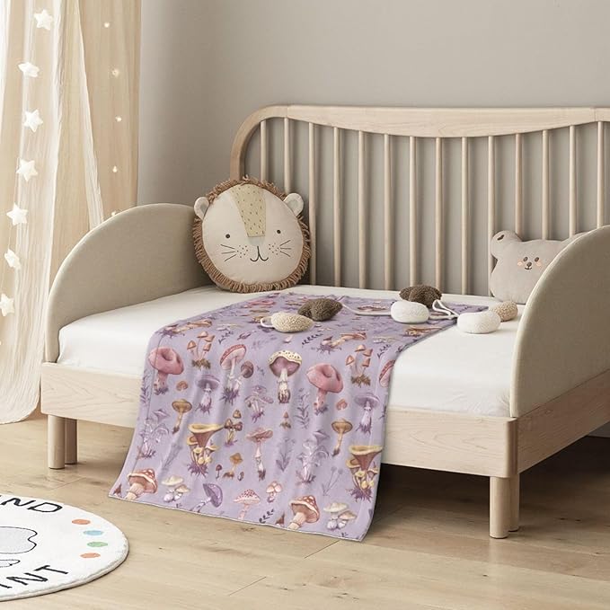 Baby Blanket Mushrooms Vintage Botanical for Boy Girl Newborn 30x40 Inch Toddler Infant Nursery Throw Blankets Double Layer Comfy Soft Plush Stroller Crib Quilt
