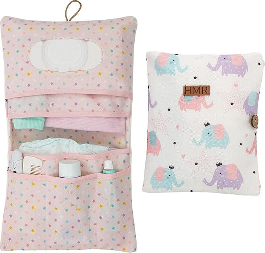 HAMUR Baby Diaper Bag Organizer – Travel-Friendly, Compact & Foldable | Stroller Pouch for Newborn Essentials – Must-Have for Boys & Girls (Elephant)