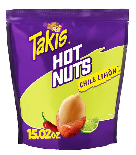 Takis Chile Limon Hot Nuts 15.02 oz Sharing Size Resealable Bag, Chili Pepper & Lime Flavored Mild Spicy Double-Crunch Peanuts