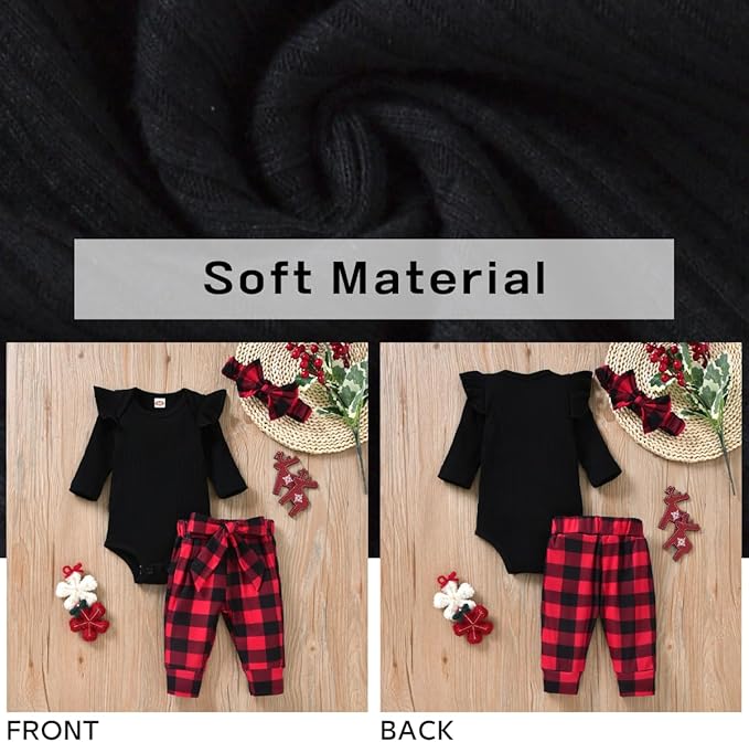 Aalizzwell Preemie Newborn Infant Baby Girls Clothes Ribbed Romper Bodysuit Pants Set Fall Winter Outfits