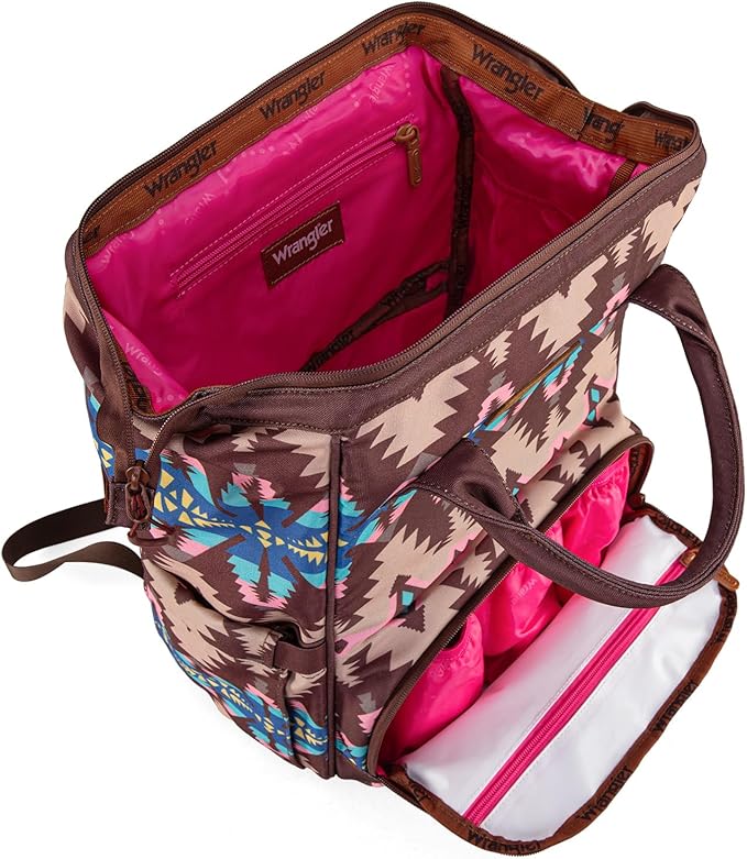 Montana West Wrangler Callie Diaper Bag Backpack with Stroller Straps Southwestern Multifunction Baby Travel Bag WG2210-9110CF