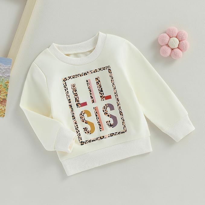 VISGOGO Infant Baby Boy Girls Big Lil Bro Big Lil Sis Matching Set Sweatshirt Romper Embroidery Sweater Toddler Clothes