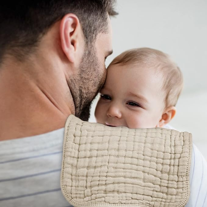 Looxii Muslin Burp Cloths 100% Cotton Muslin Cloths 12 Pack Large 20''x10'' Extra Soft and Absorbent Baby Burping Cloth for Boys and Girls (Apricot)