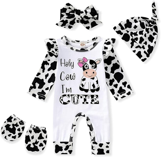 GRNSHTS Newborn Baby Girl Romper Infant Letter Print Jumpsuit Floral Bodysuit+Hat+Headband+Gloves Coming Home Clothes Outfits