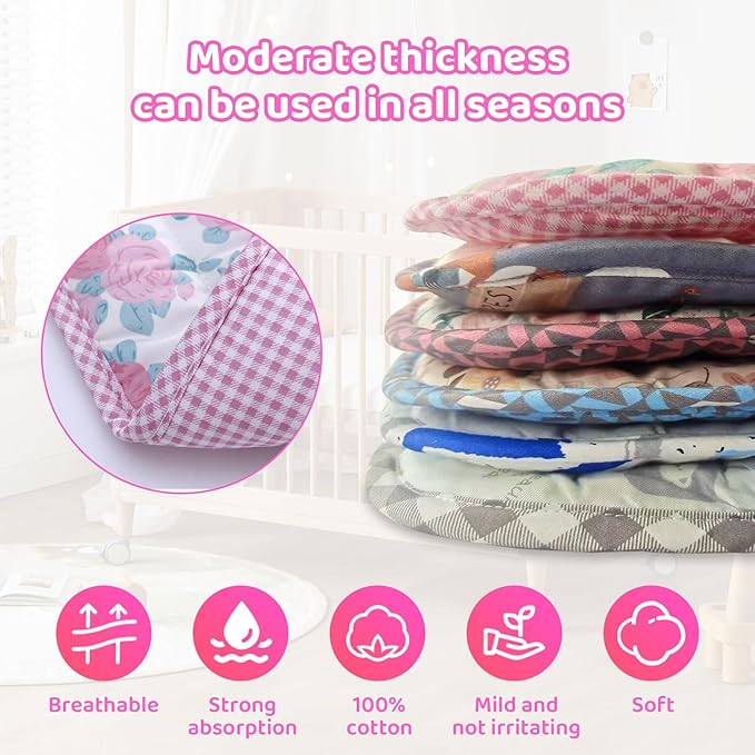 Baby Stroller Cushion,Infant Car Seat Insert-Reversible Universal Breathable and Soft Newborn Stroller Mat,100% Cotton Cover Toddler Seat Pad Liner-34x78cm,1 Pack(Pink Rose+Pink Plaid)