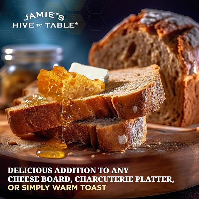 Jamie's Hive To Table 100% Raw Honeycomb, 72 Oz (Pack of 6) – All-Natural Pure Georgia Honeycomb – Fresh Georgia Honeycomb with Bee Pollen and Propolis, No Additives or Preservatives, Non-GMO