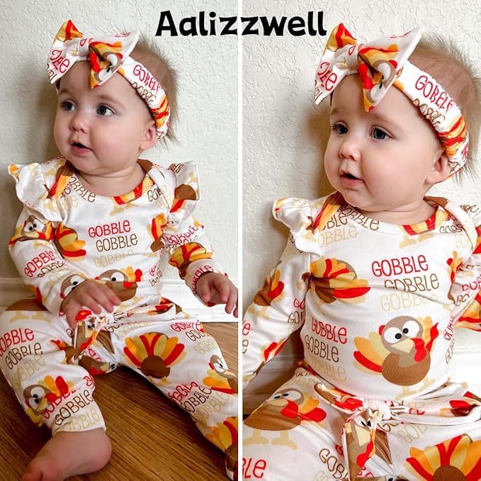 Aalizzwell Preemie Newborn Infant Baby Girls Clothes Ribbed Romper Bodysuit Pants Set Fall Winter Outfits