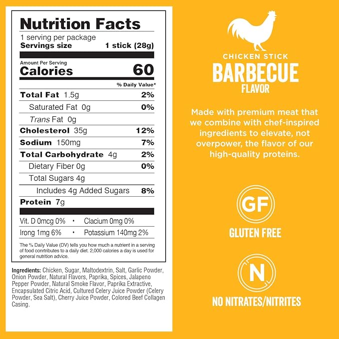 Chef's Cut Real Snack Chicken Barbecue Sticks, 1 Ounce (16 Count)