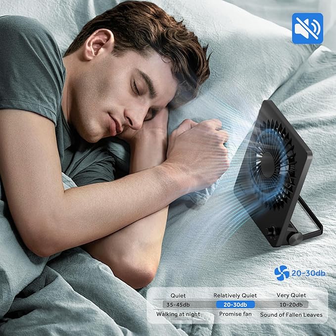 EasyAcc Powerful Desk Fan, 6000 Battery [Max 10-26H Working Time] Rechargeable Portable Personal Travel Fan with Step-less Speed Control, Quiet Fan for Travel Office Home Cruise Sporting Events