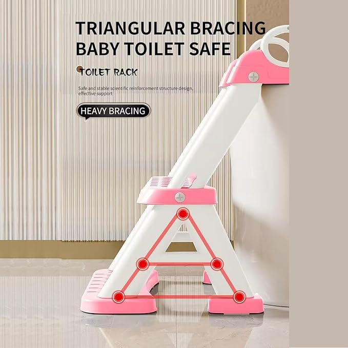 PandaEar Toilet Potty Training Seat with Step Stool Ladder, Comfortable Safe Potty Seat with Anti-Slip Pads Ladder & Bear Design for Kids Boys Toddlers -Pink