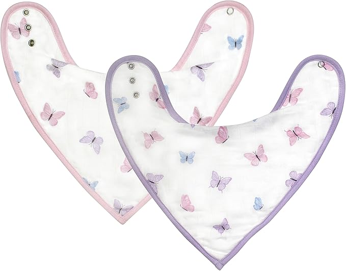 Bamboo Little Baby Bibs (Pack of 2) - Bibs with Adjustable Snaps- Absorbent Terry Backing